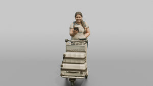 Traveler Checking In On Her Phone - 3D character model, view 1
