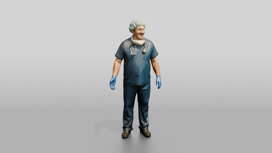 Middle-Aged Middle Eastern Man Doctor with Welcoming Gesture - 3D character model, view 1
