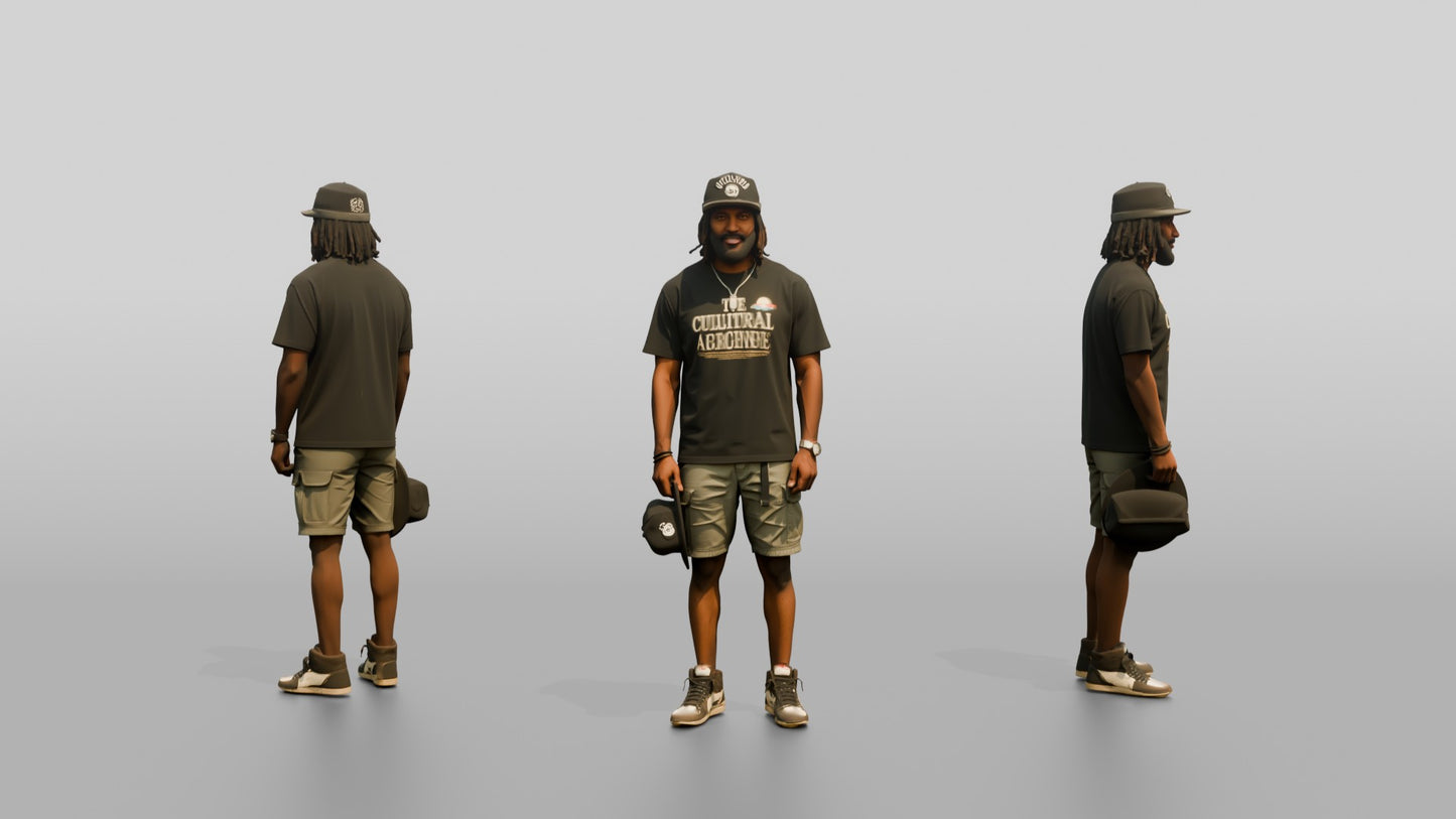 African-American Man in Heavyweight Graphic Tee
