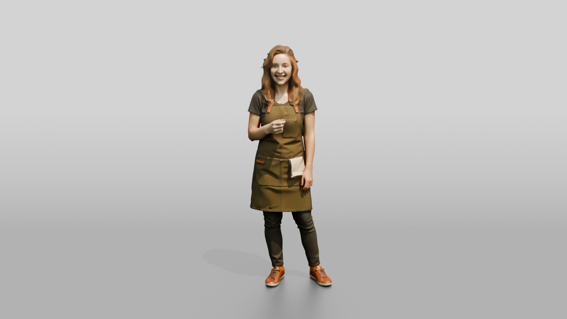Young Woman Barista Laughing in Cafe