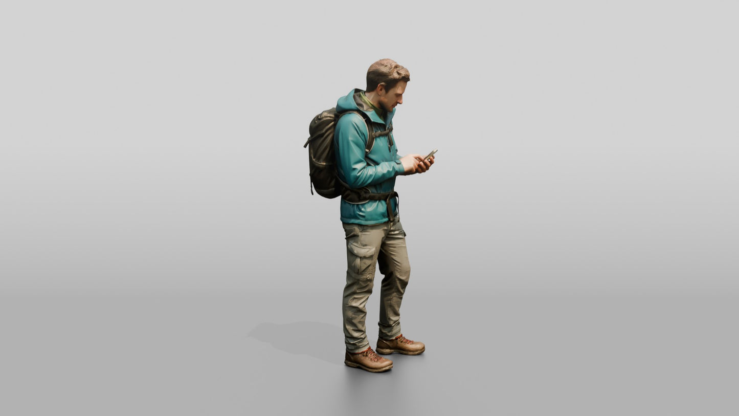 Man Checking Hiking Trail Map