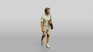 Young Persian Man Holding a Takeaway Coffee - 3D character model, view 1