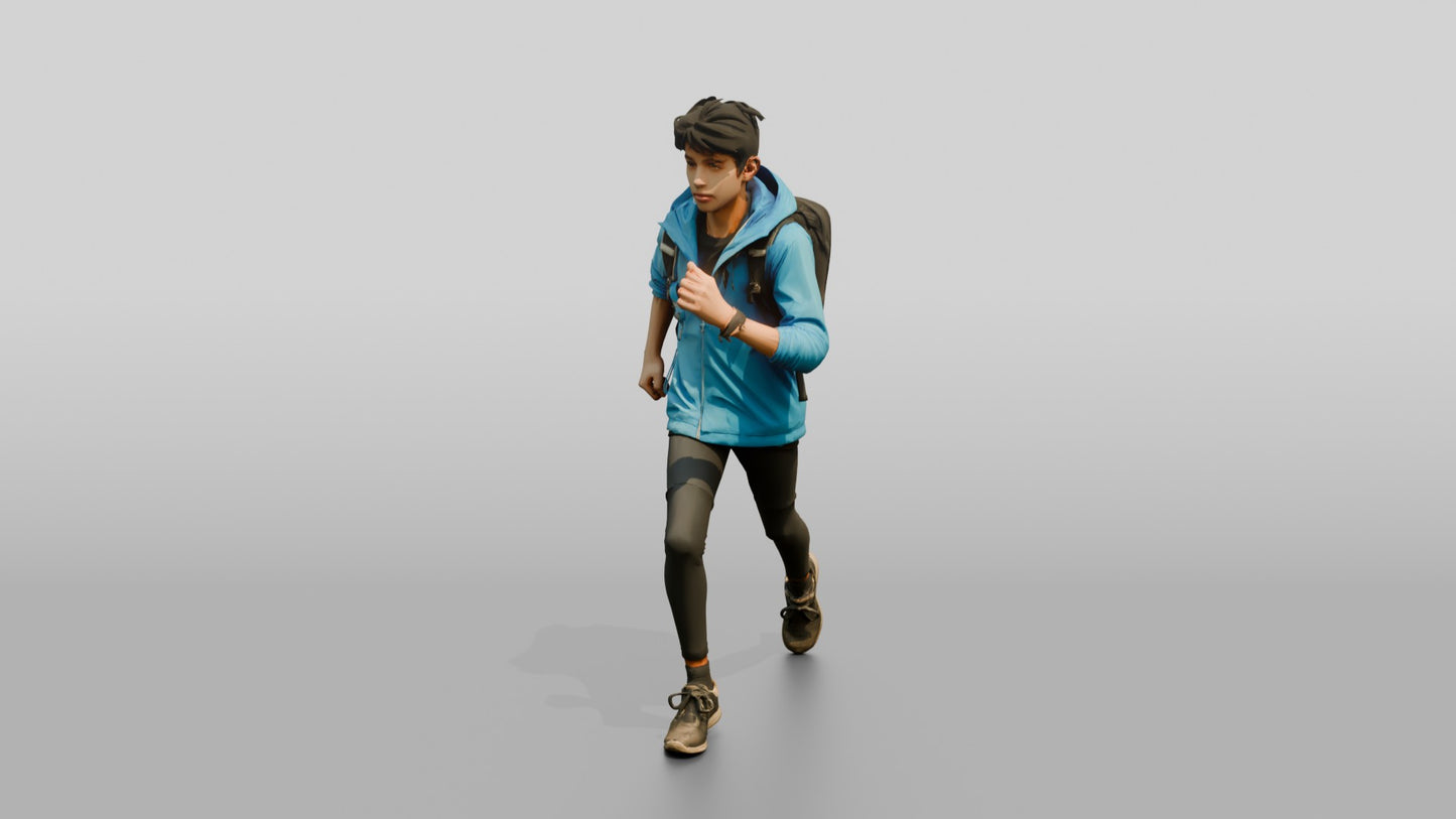 South Asian Teen Boy Running with Backpack
