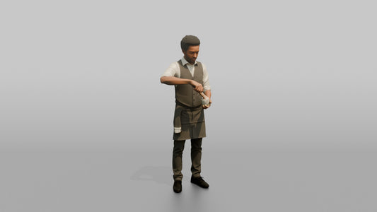 Bartender Man Holding A Muddler Over A Glass - 3D character model