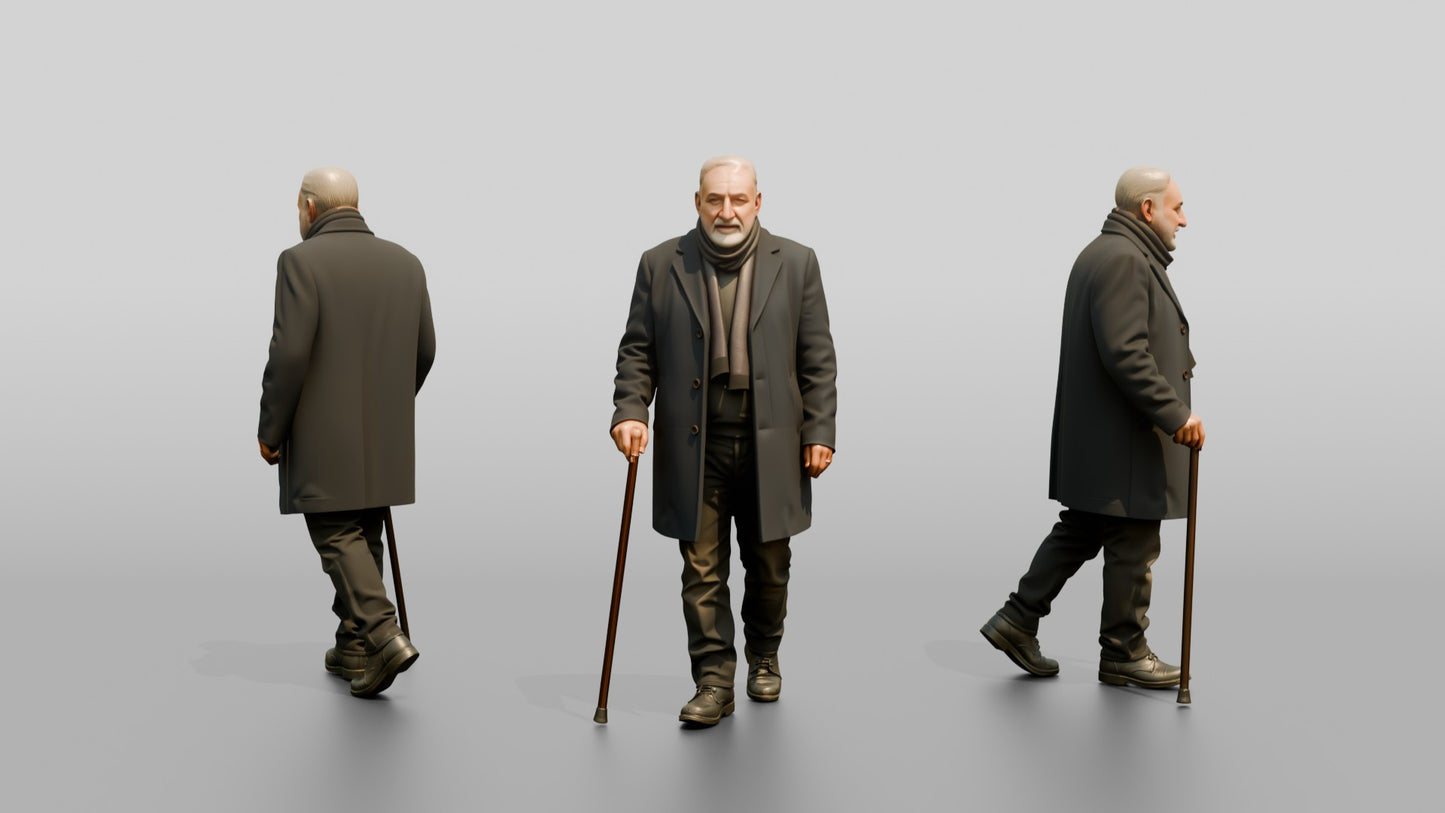 Elderly Middle Eastern Man in Wool Coat
