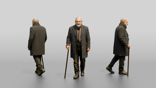 Elderly Middle Eastern Man in Wool Coat