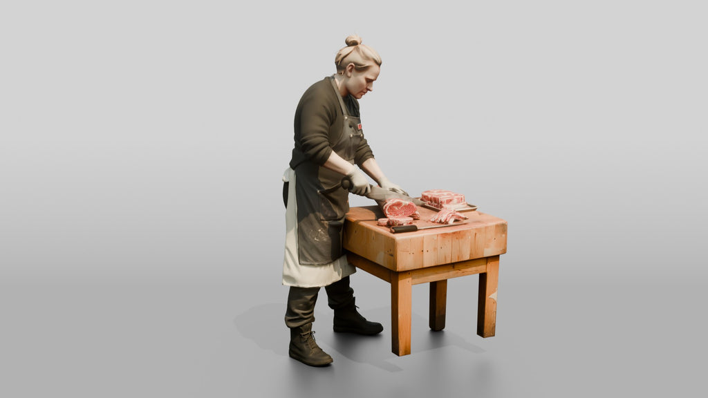 Butcher Cutting Ribeye Steaks