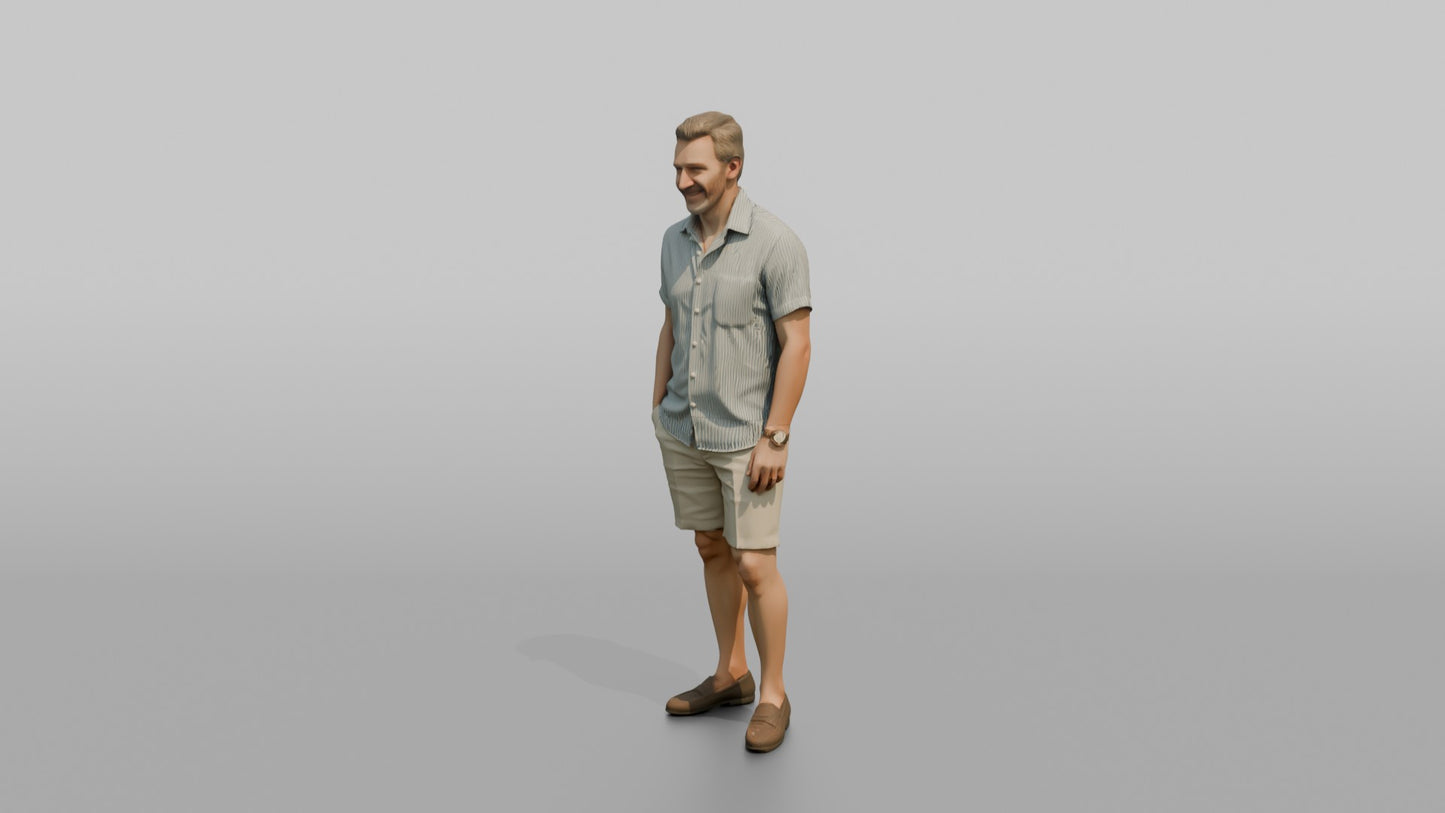 British Man Standing in a Striped Linen Shirt