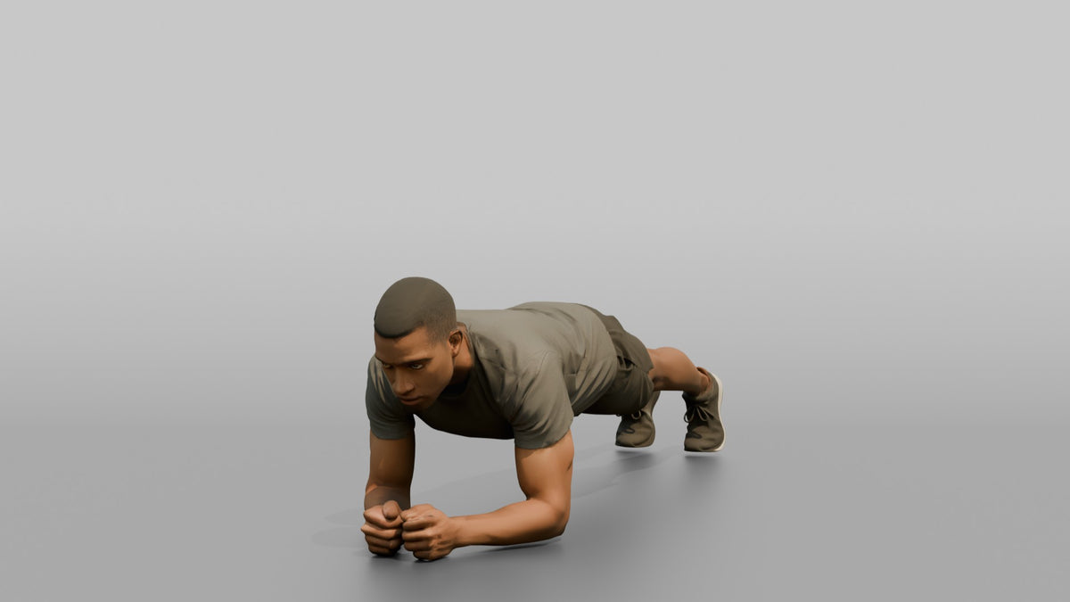 Bodyweight Athlete Man Holding A Plank Position - 3D character model, view 5