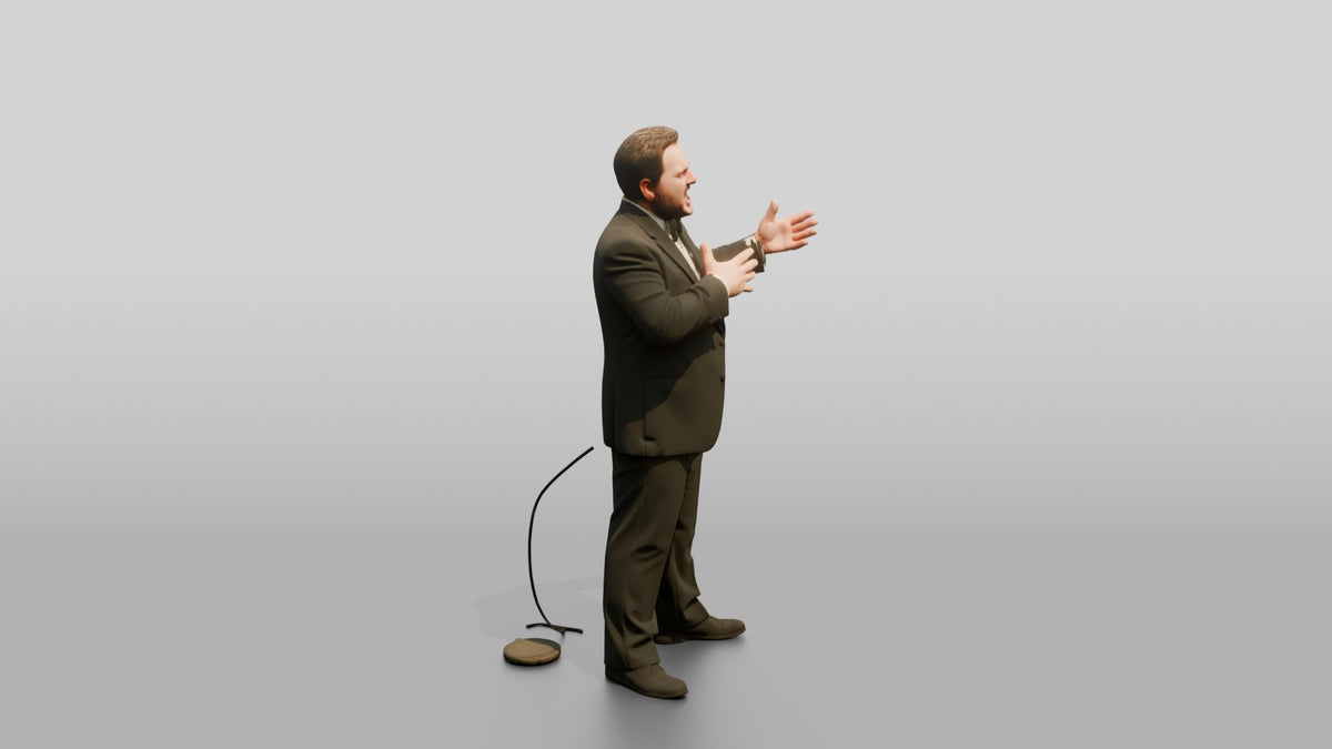Opera Singer Belting with Hand on Chest - 3D character model, view 2