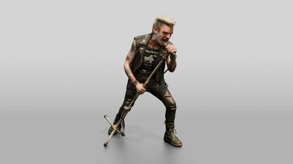 Punk Singer Screaming into Microphone