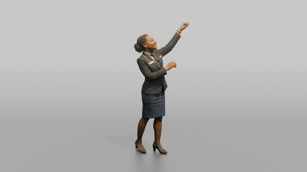 Middle Eastern Flight Attendant Pushing a Serving Trolley