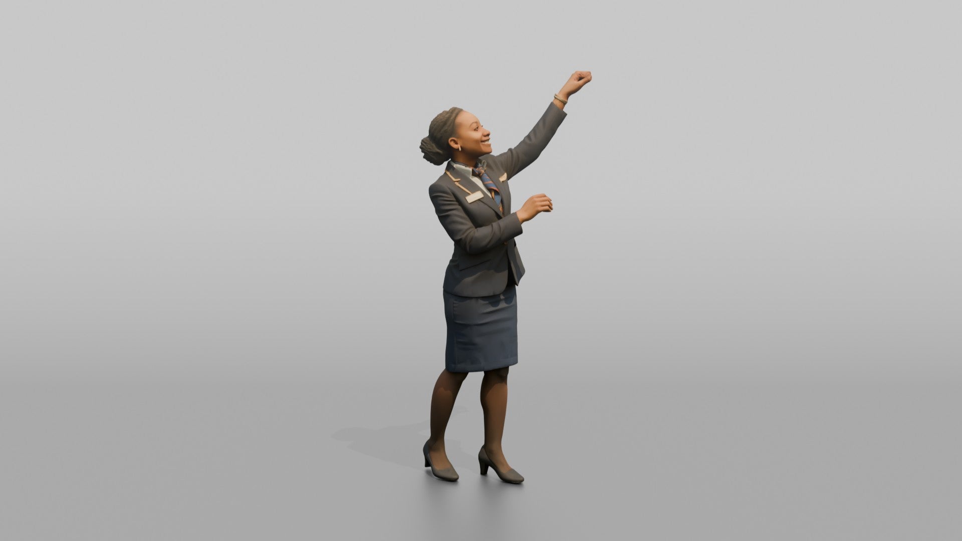Middle Eastern Flight Attendant Pushing a Serving Trolley