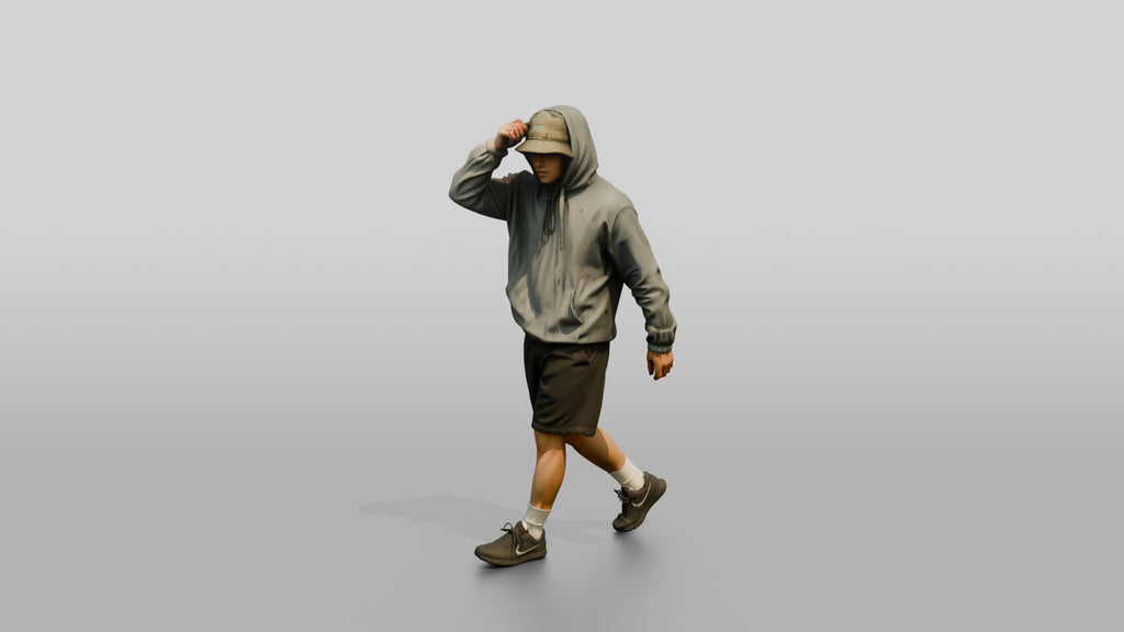 Man Pulling Up Linen Hoodie