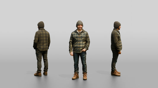 Latino Man in Fleece-Lined Flannel Jacket
