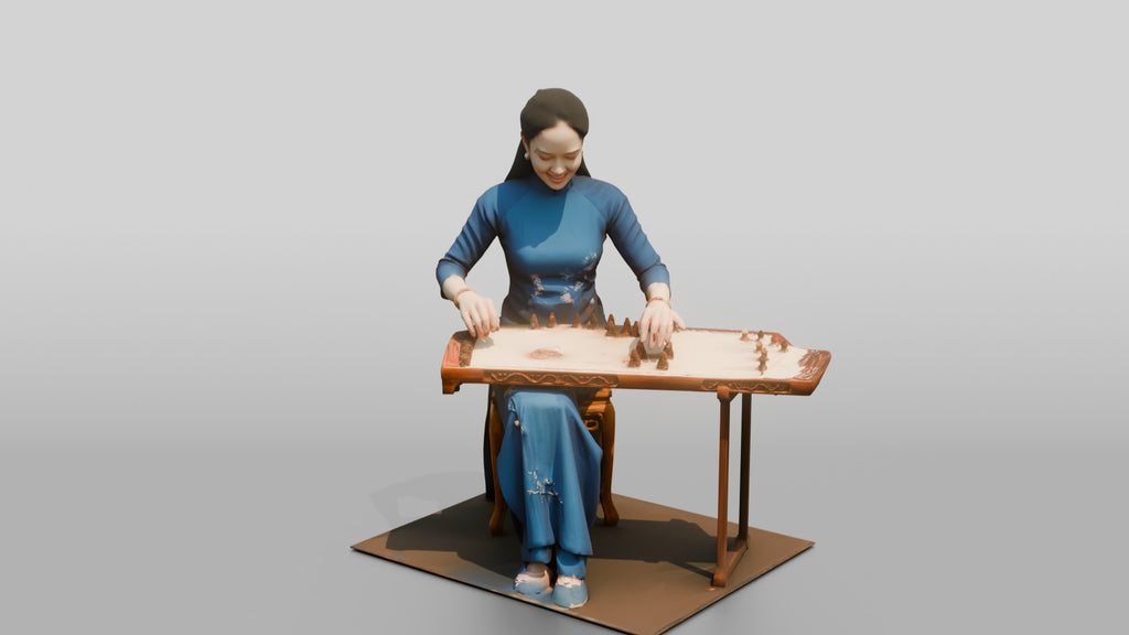 Zither Player Plucking Dan Tranh