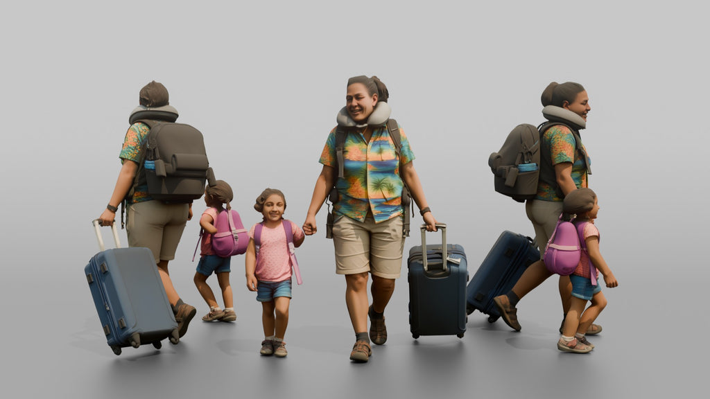 Traveler Walking With Her Child