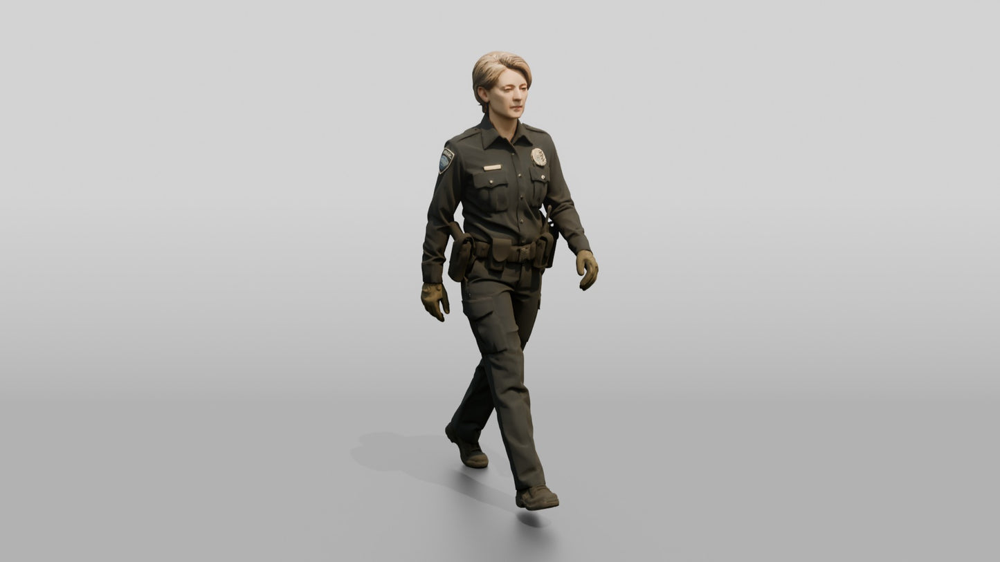 Female Police Officer Walking on Patrol
