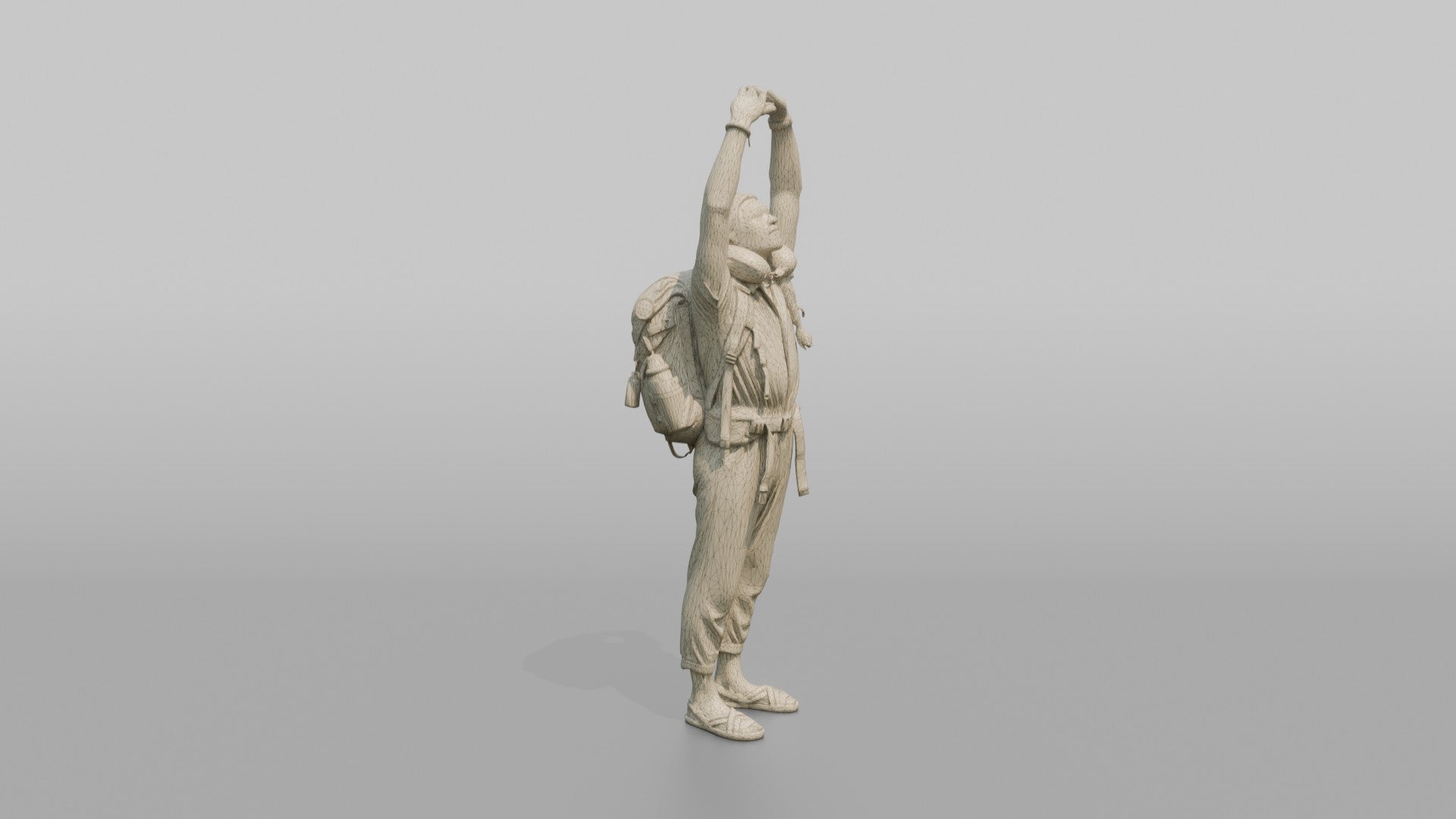 Traveler Stretching After A Long Flight