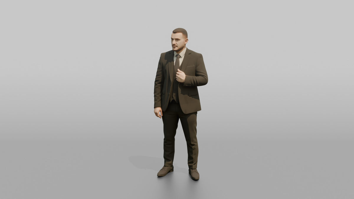 Door Staff Man Adjusting A Suit Jacket Lapel - 3D character model, view 4