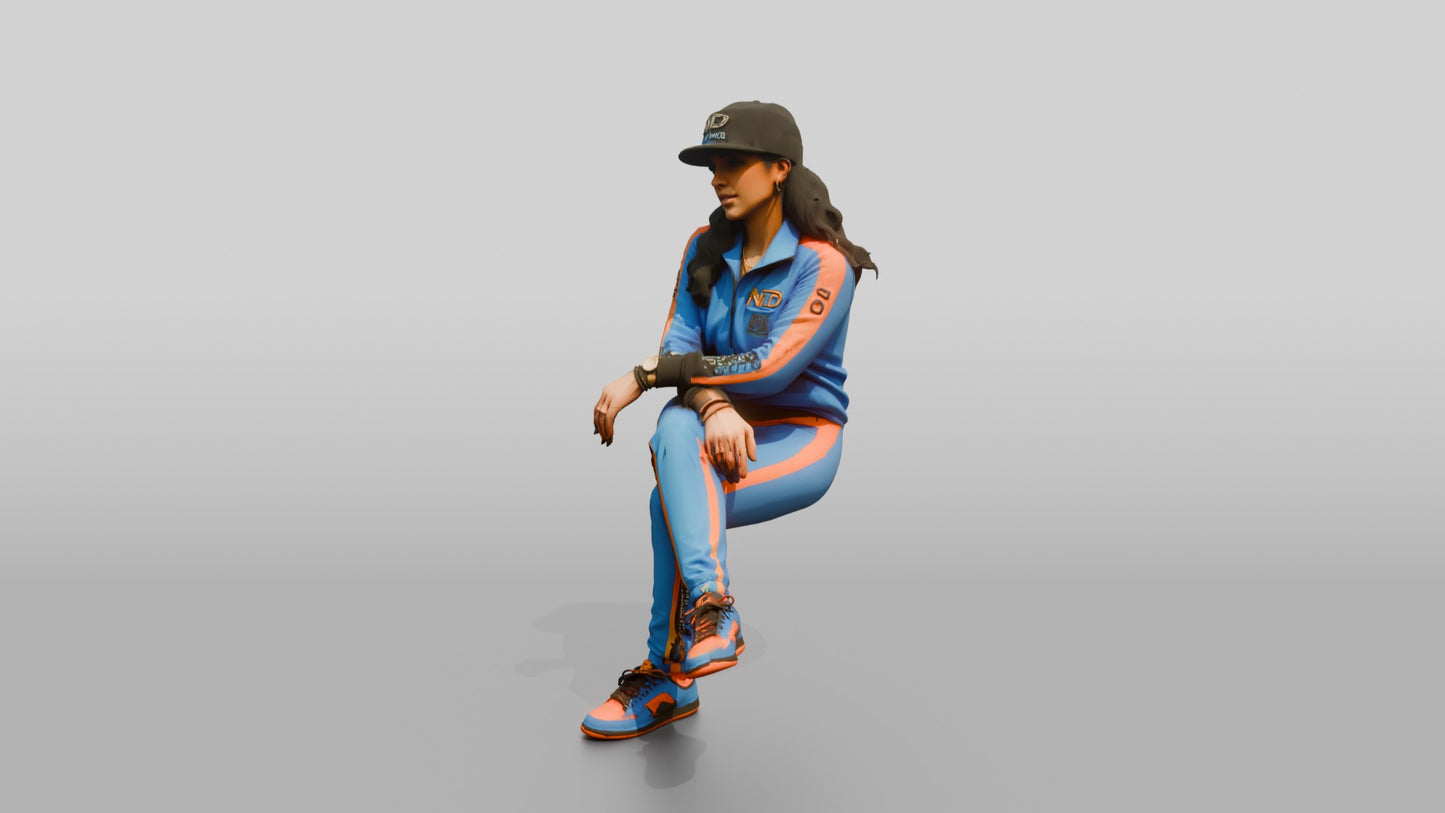 Latina Woman in Streetwear Tracksuit