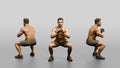 Man Squatting with Fitness Gloves