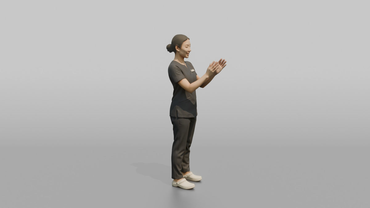 Esthetician Man Applying A Face Mask Motion With Both Hands - 3D character model, view 2