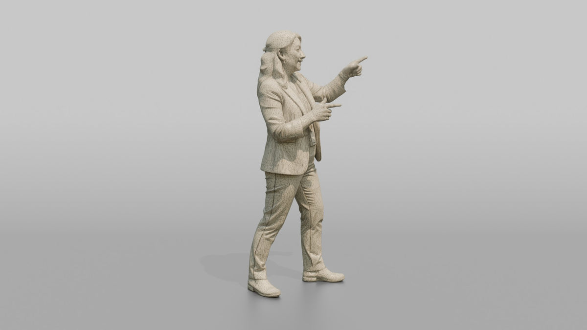 Woman Store Manager Pointing While Explaining Something - wireframe topology preview