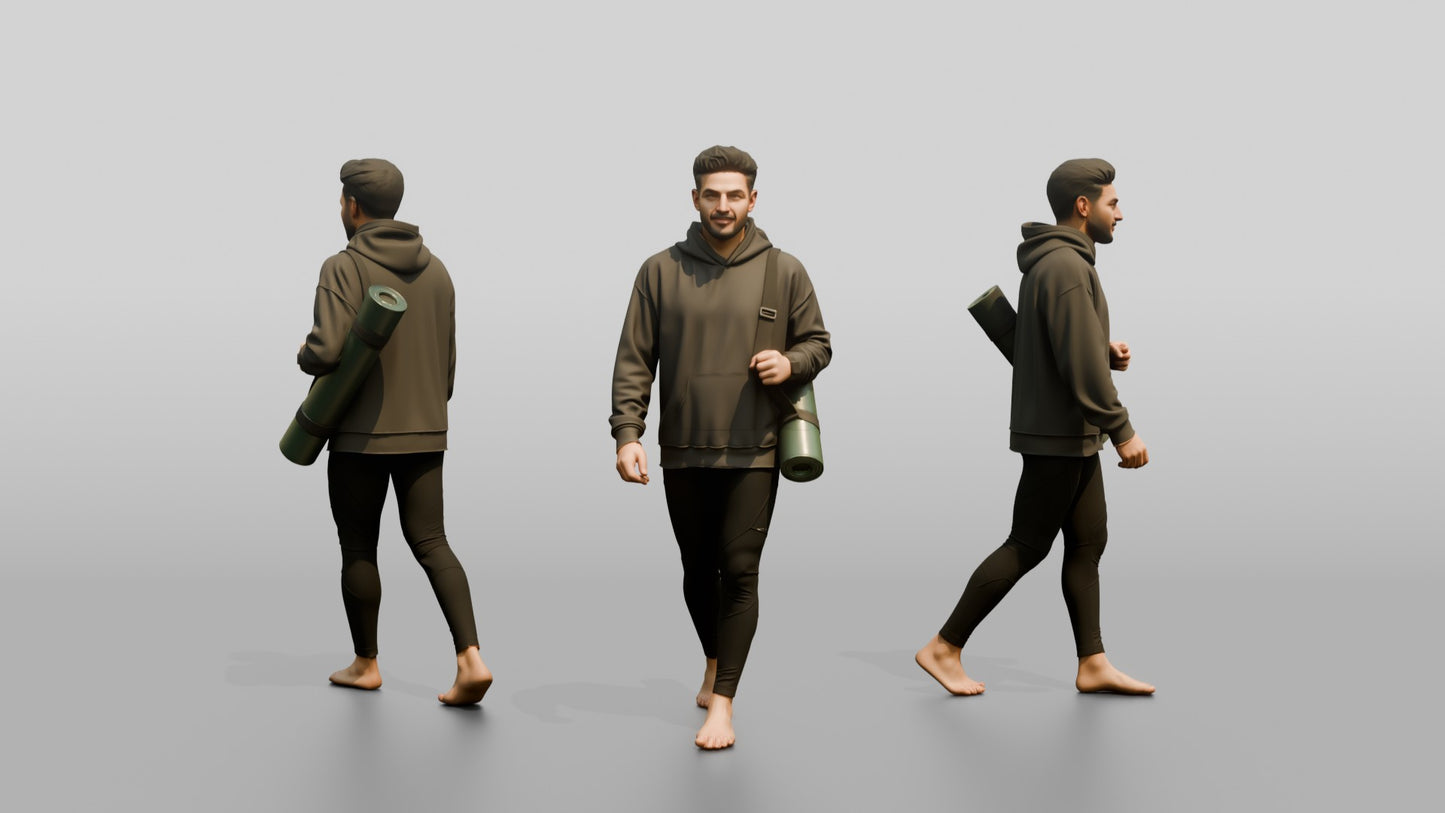 Walking Man with Yoga Mat