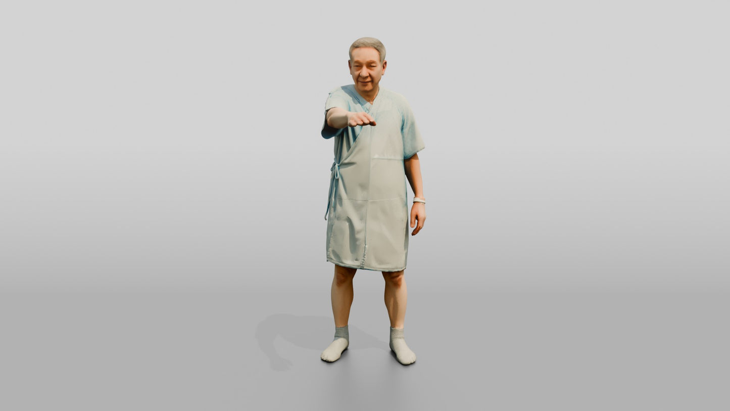 Elderly Man Patient Stretching His Arm
