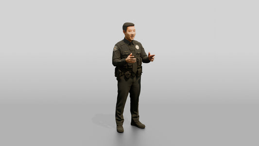 Police Officer Explaining a Point - 3D character model, view 1