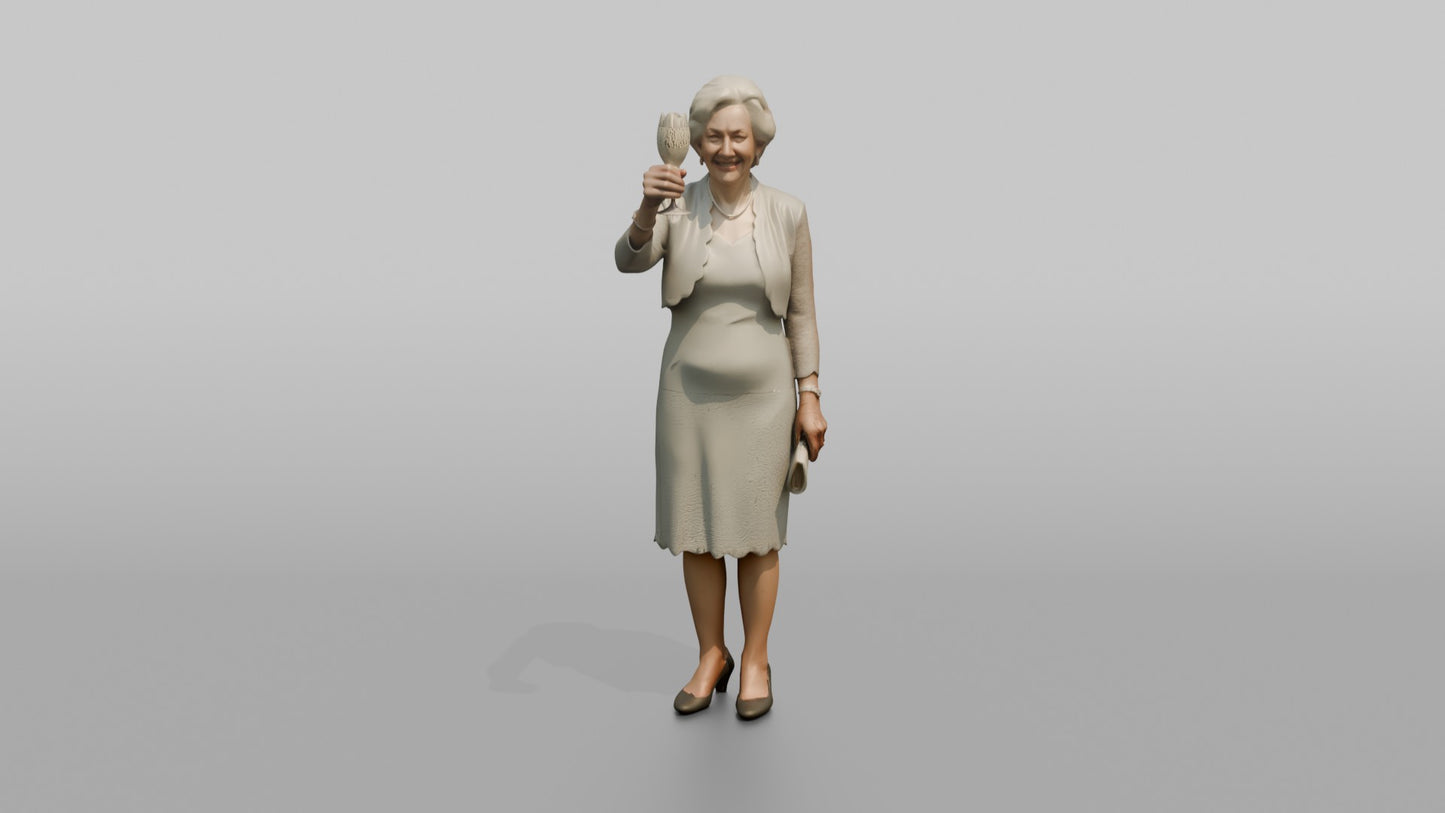 Elderly Wedding Guest Raising a Champagne Flute