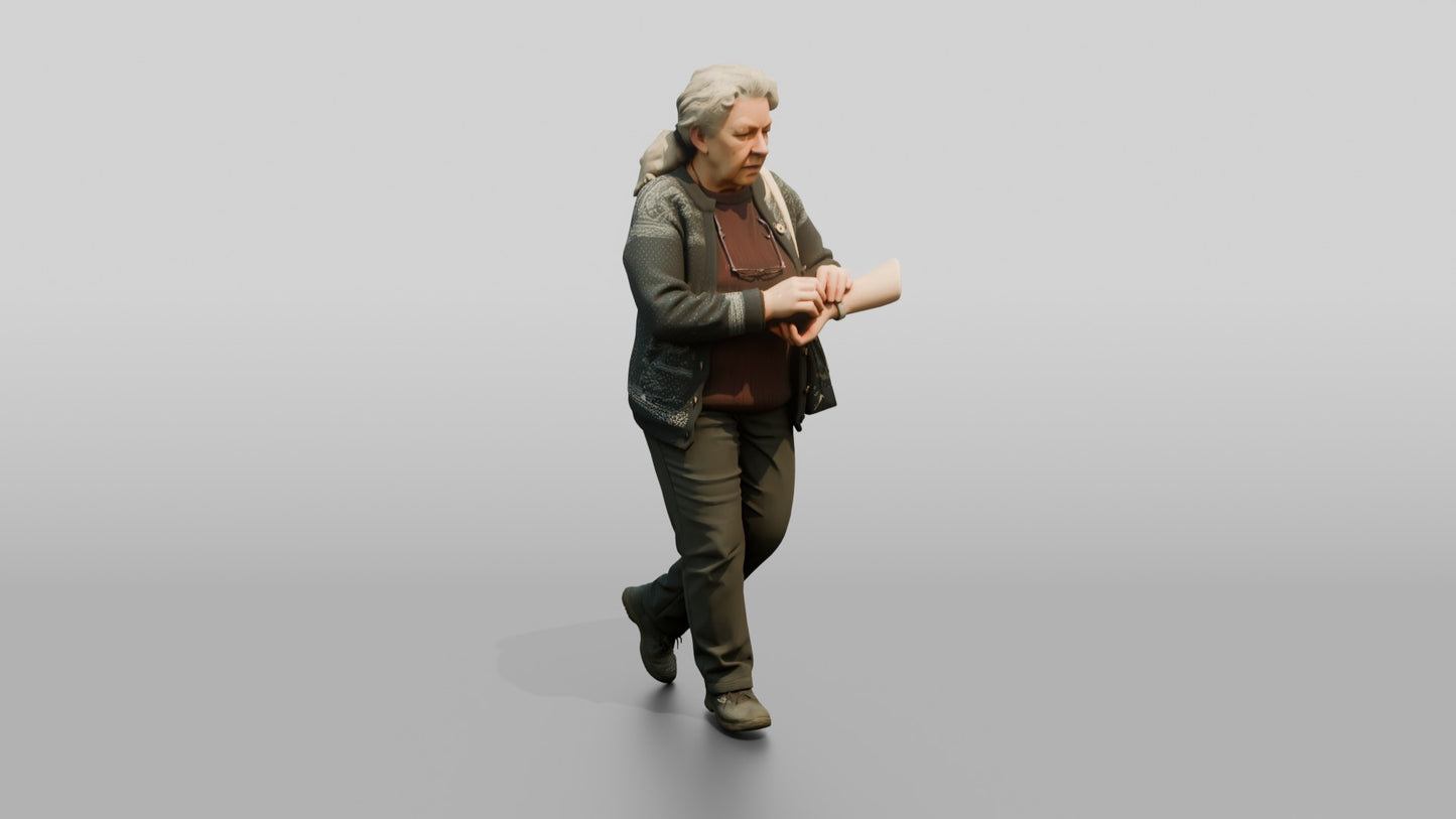 Elderly Norwegian Woman Checking on a Companion