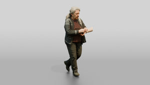 Elderly Norwegian Woman Checking on a Companion - 3D character model, view 1