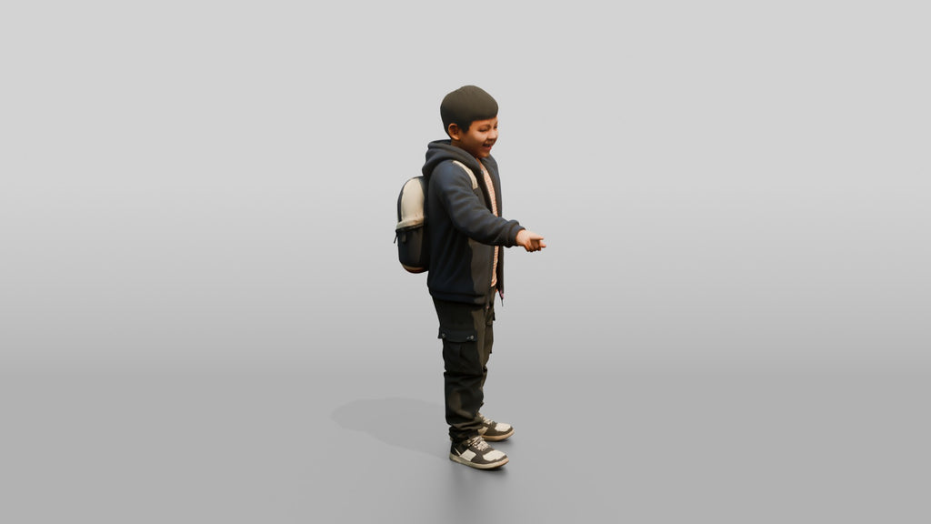 Chinese Man Walking with Phone and Books