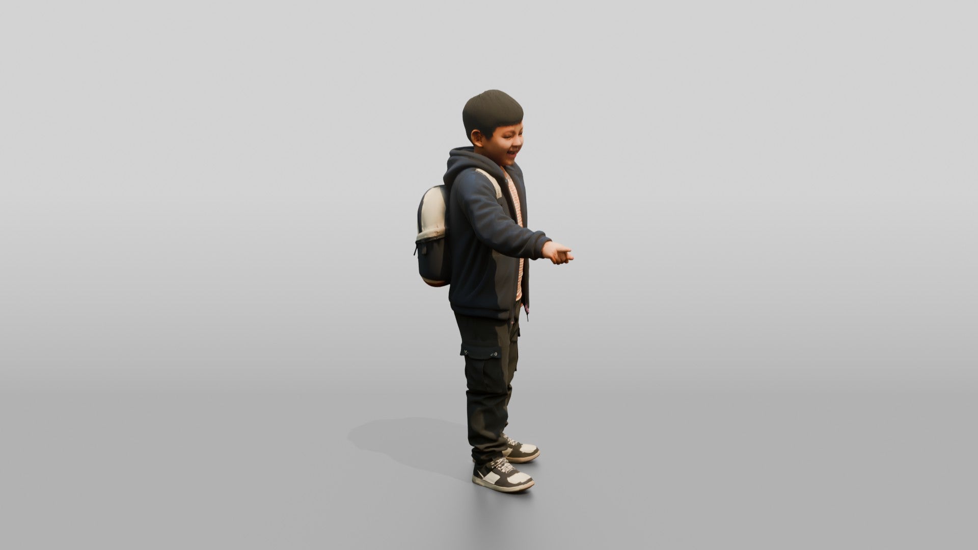 Chinese Man Walking with Phone and Books