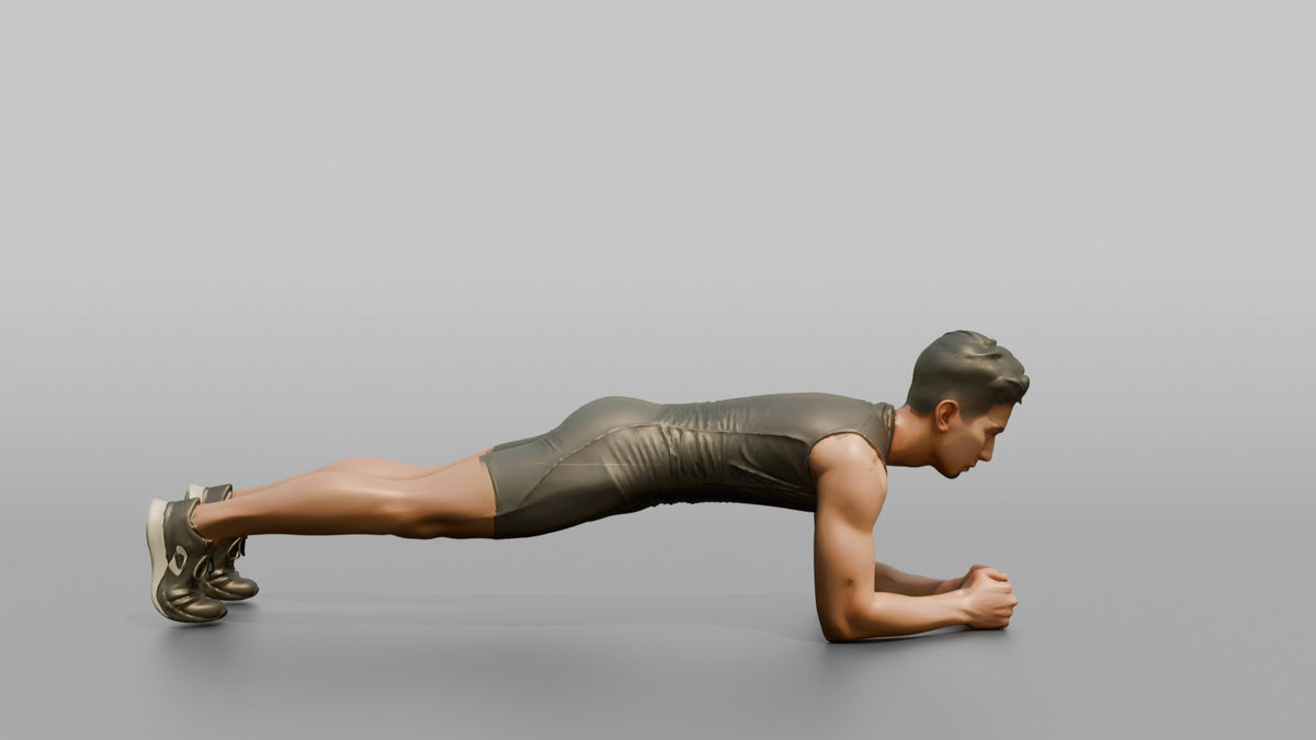 Fitness Influencer Man Holding A Plank Position - 3D character model, view 2