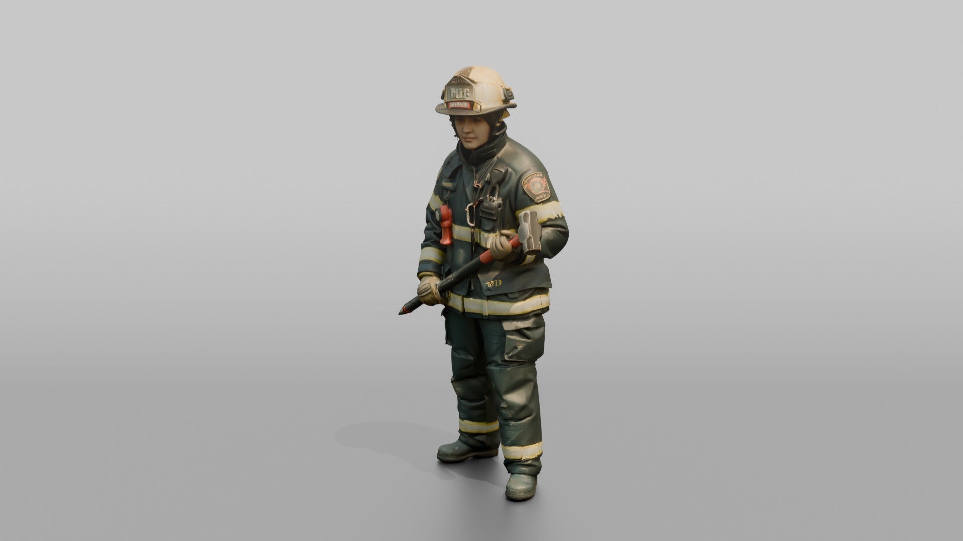 Firefighter Woman Holding a Glass-breaker Entry Tool
