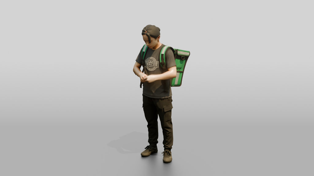 Food Delivery Man with Backpack