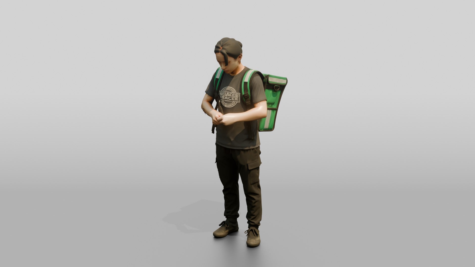 Food Delivery Man with Backpack