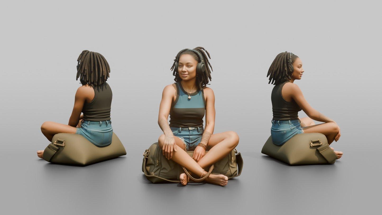 Vacationer Wearing Denim Shorts And Tank Top