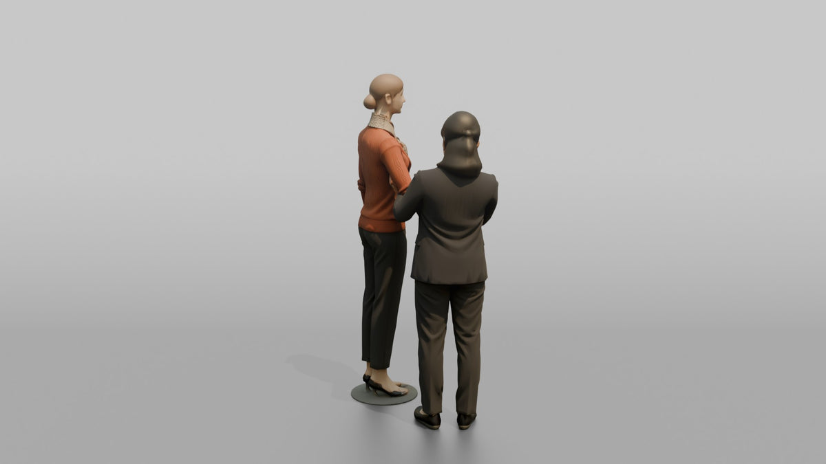 Woman Sales Associate Adjusting A Mannequin's Arm - 3D character model, view 3