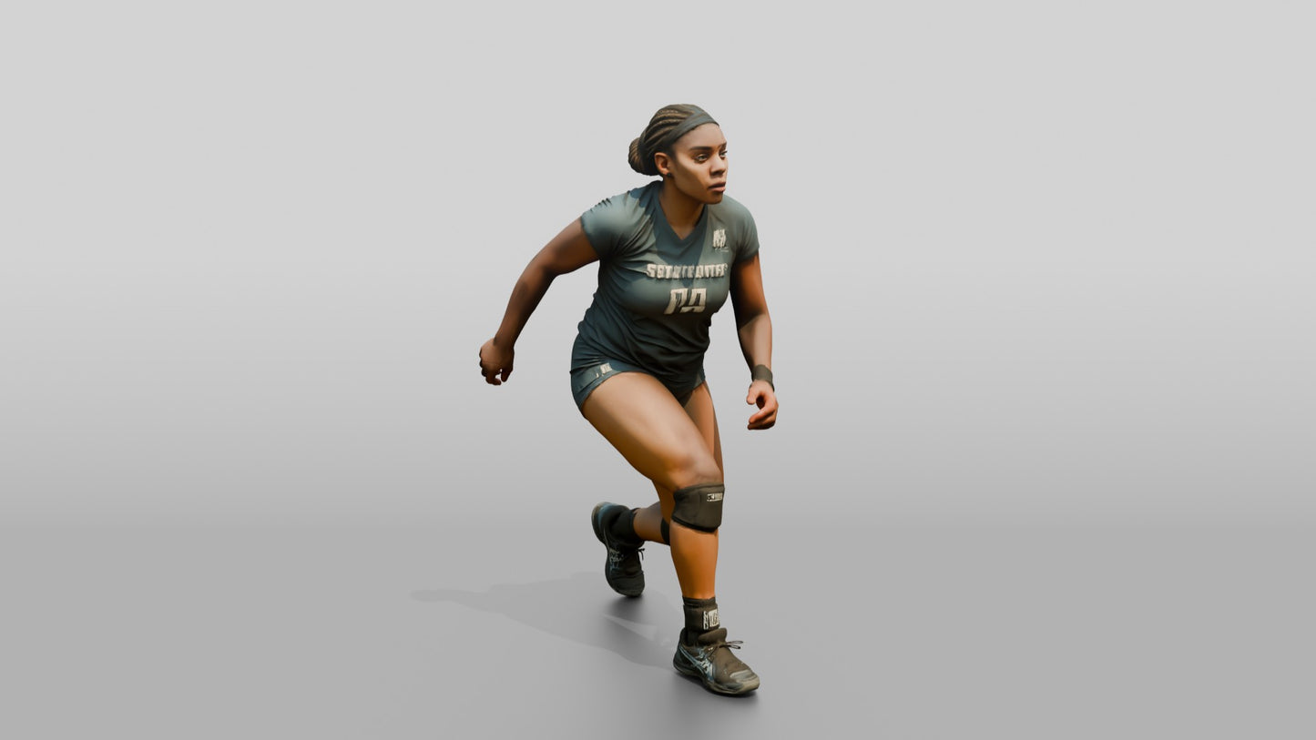 Black Female Volleyball Player in Solid Dark Grey Uniform