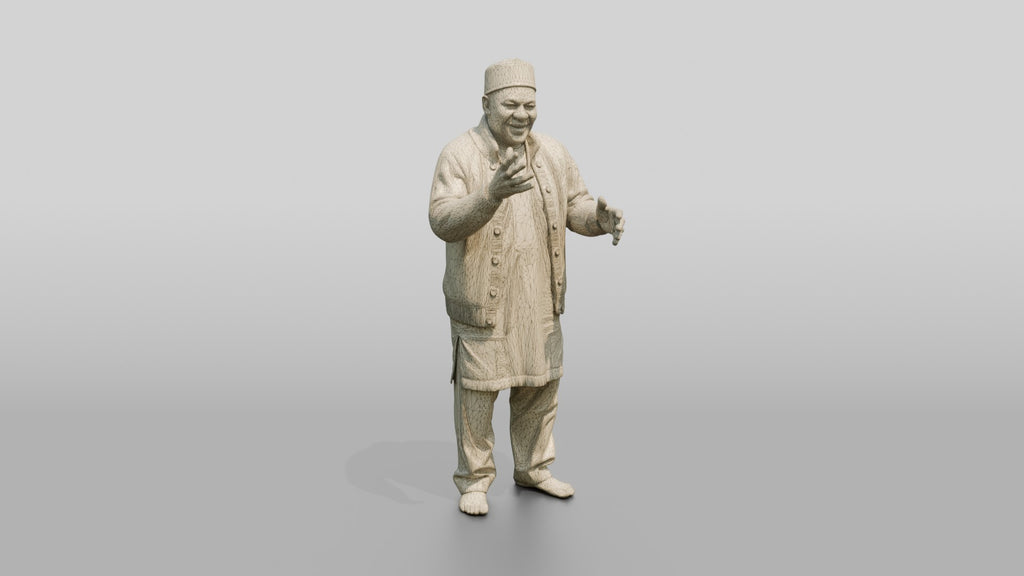 Elderly African Man in a Fula Hat Gesturing While Talking