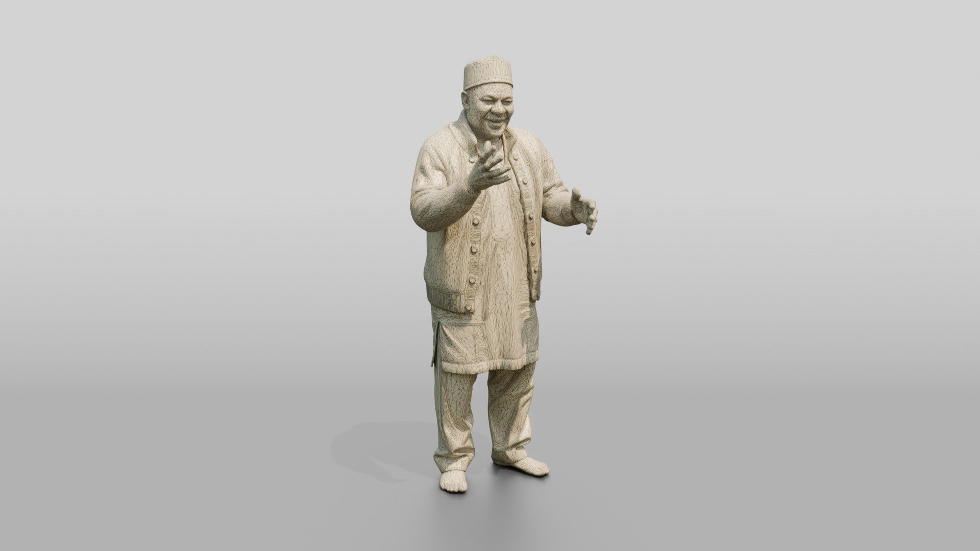 Elderly African Man in a Fula Hat Gesturing While Talking