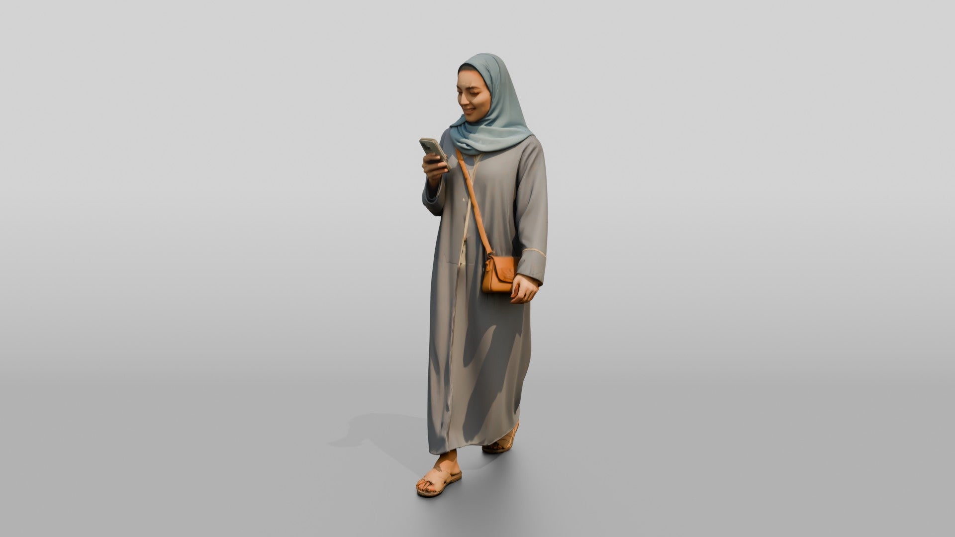 Slender Young Saudi Woman in Abaya and Hijab