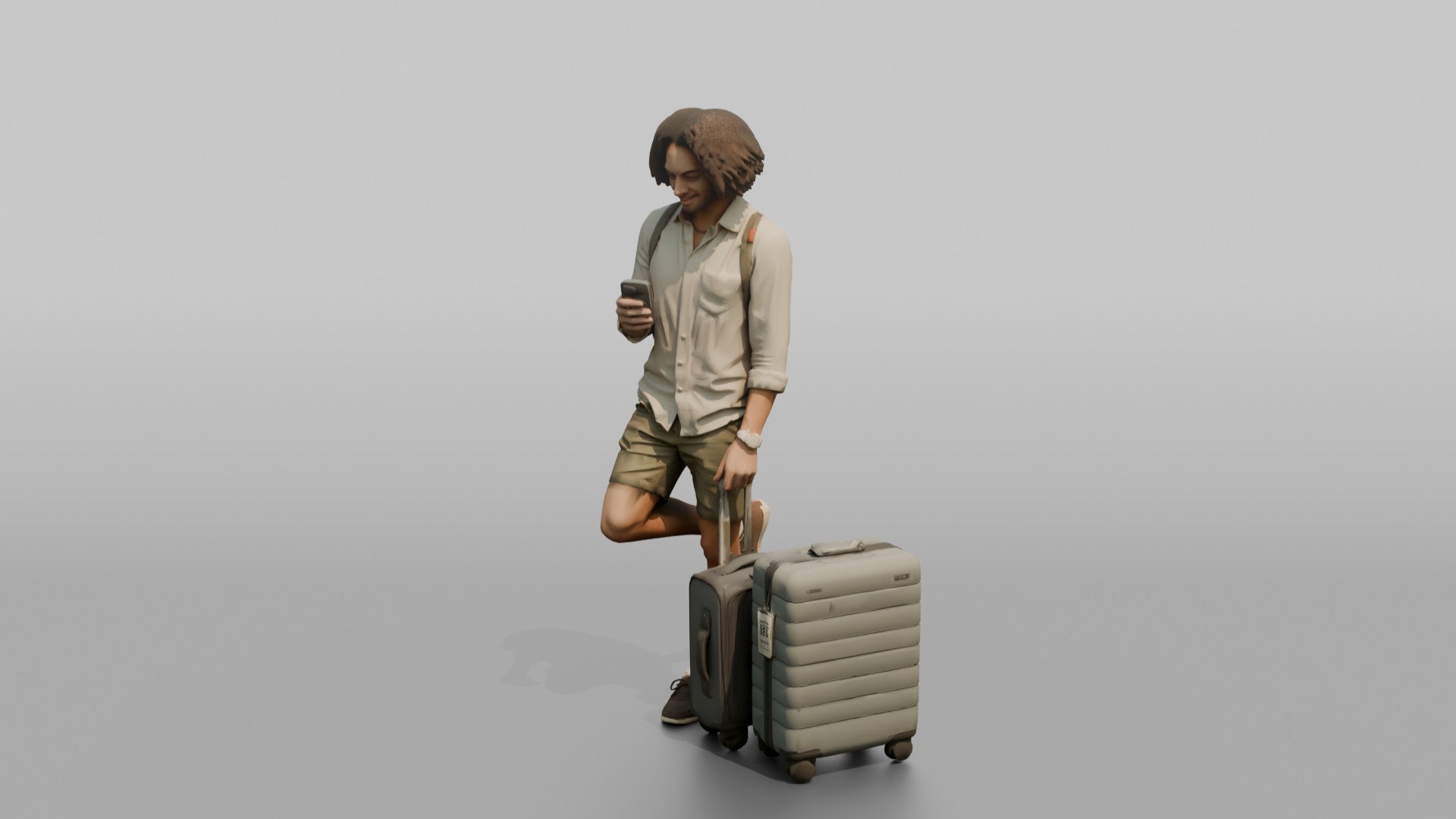 Traveler Leaning Against A Pillar