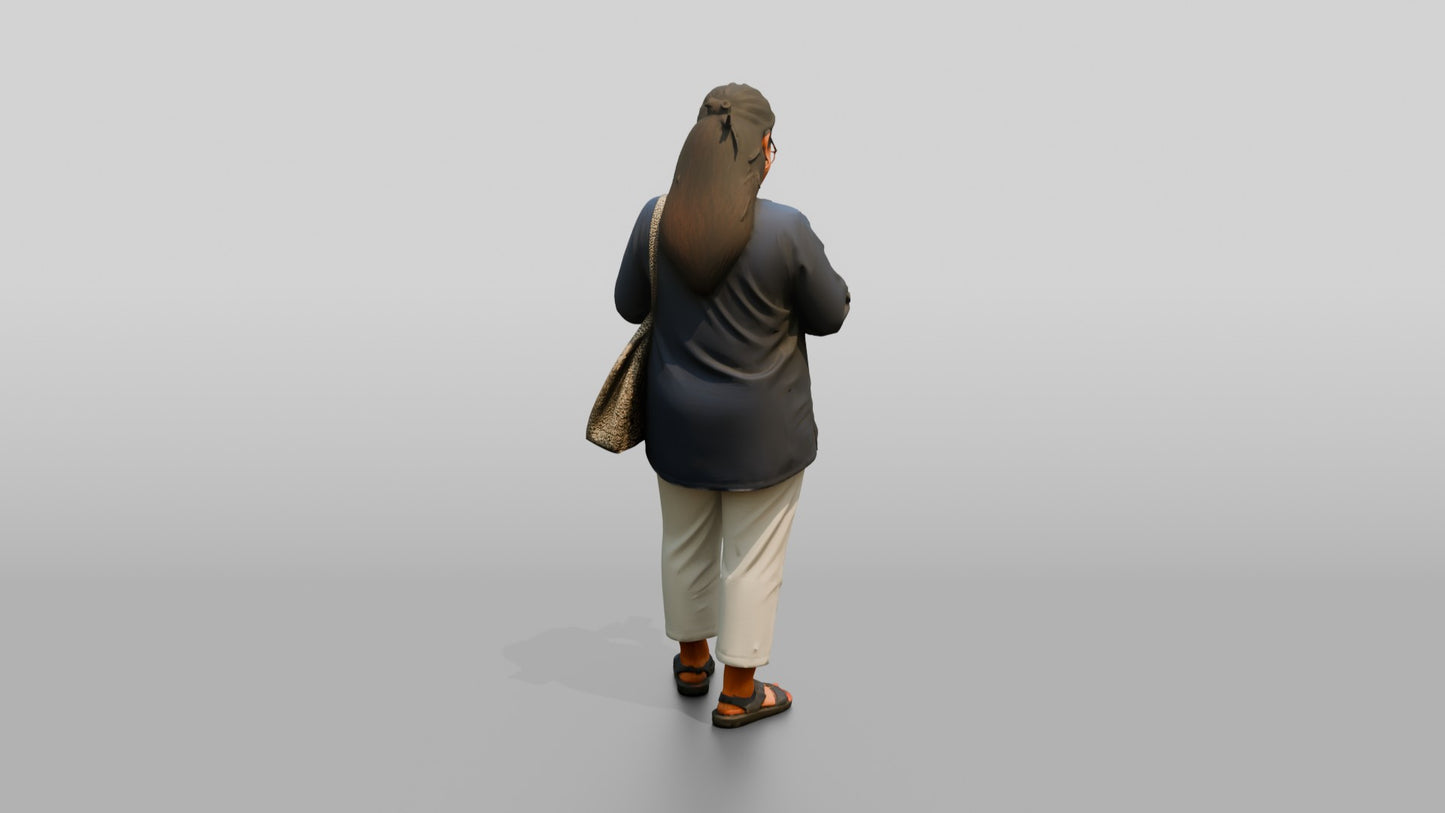 Middle-Aged Plus-Size Maltese Woman Texting on Her Phone