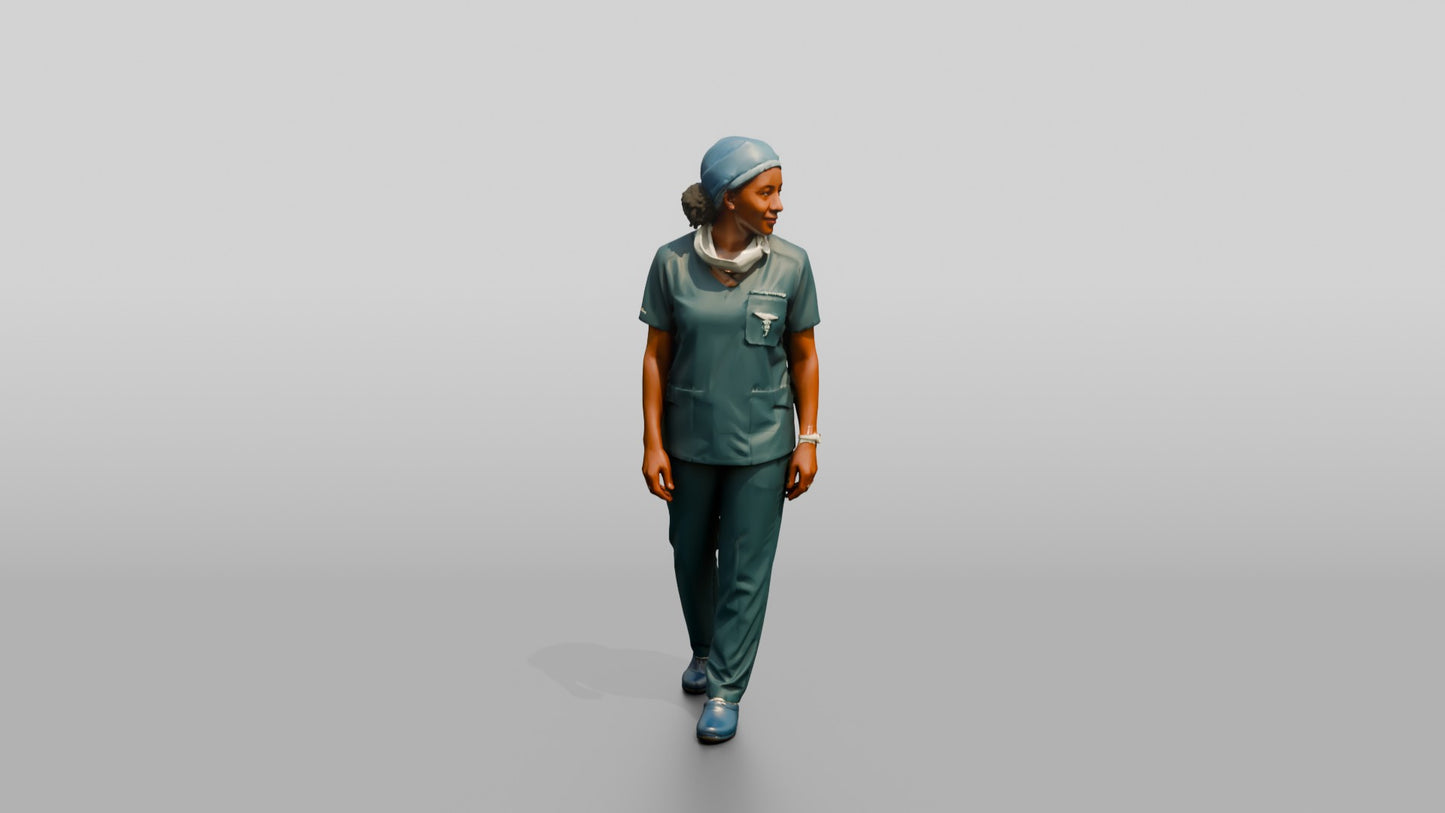 Middle-Aged Black Woman Doctor Looking Back