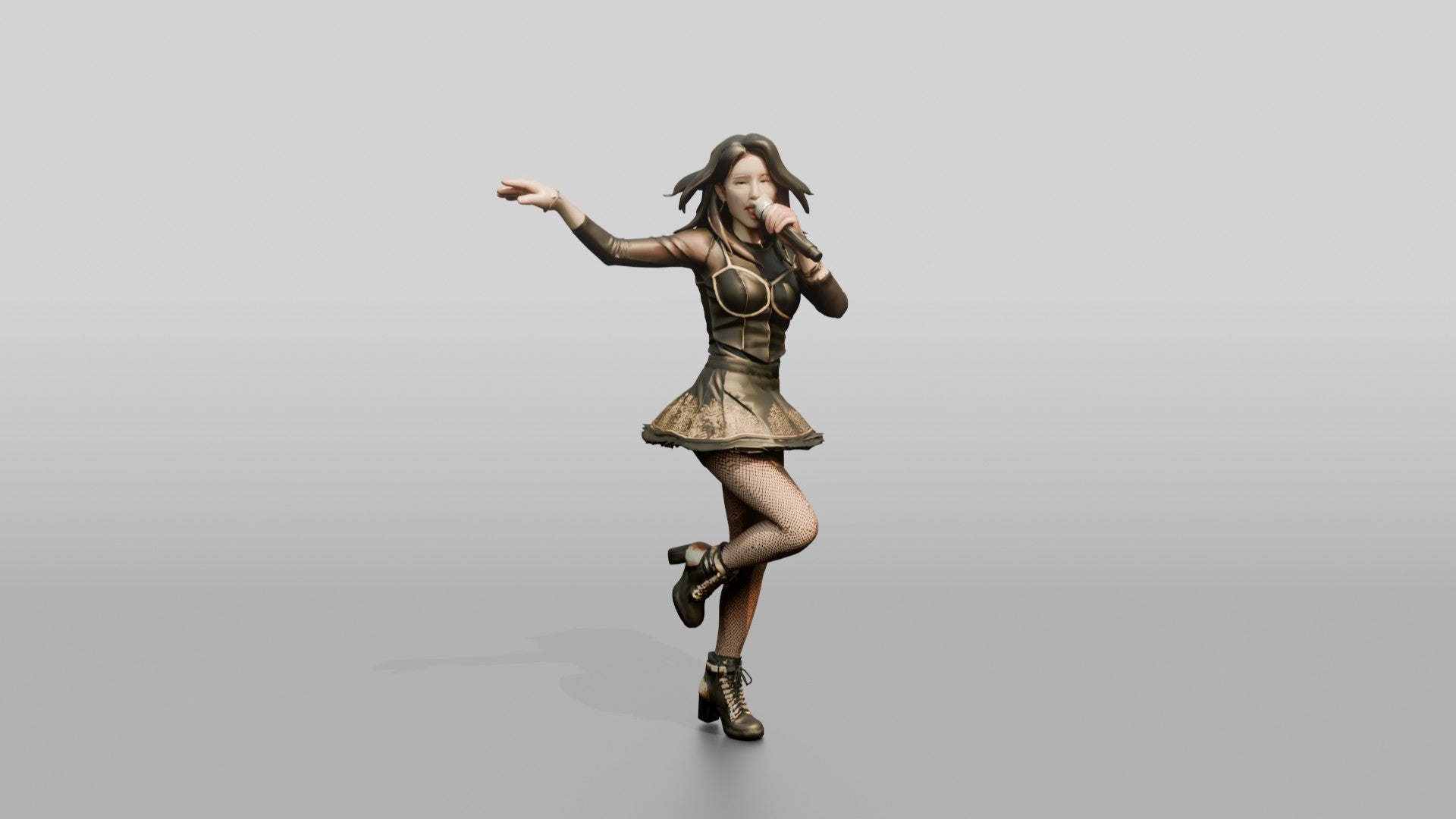 K-Pop Vocalist Dancing with Microphone